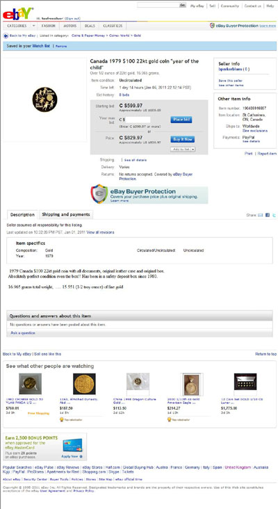 bparkerblues's eBay Listing Using our 1979 Canadian Year of the Child $100 Photographs